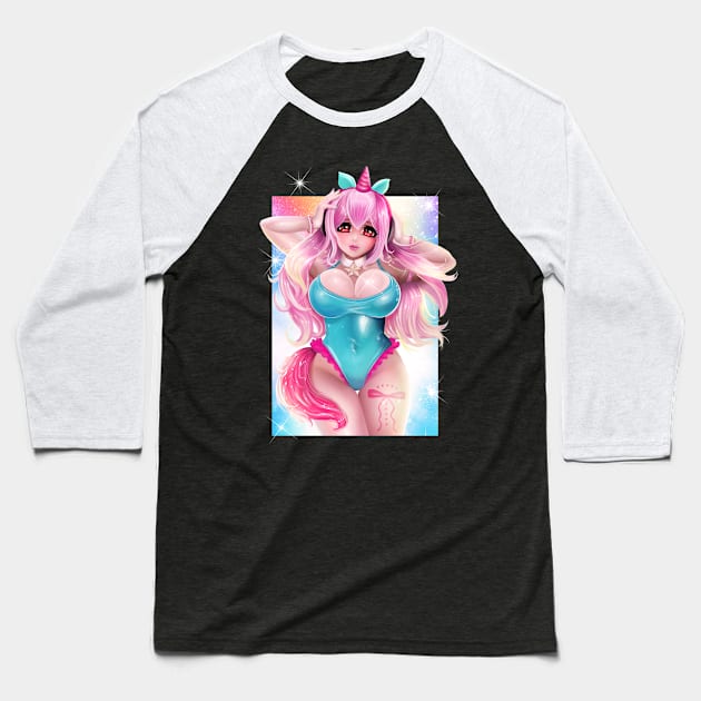 Super Sonico Unicorn Baseball T-Shirt by poolboy